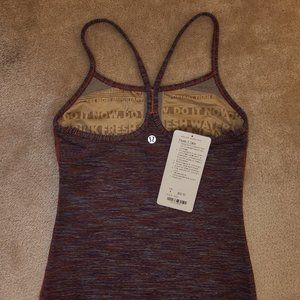 Lululemon Women's Power Y Tank w/Shelf Bra – Multi-Colour Stripes, Size 4